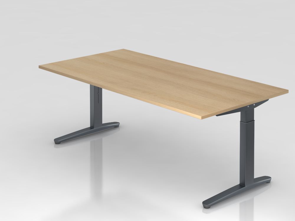 Produktbild Hammerbacher Schreibtisch C Fuß in graphit 200 x 100 cm Platte Eiche