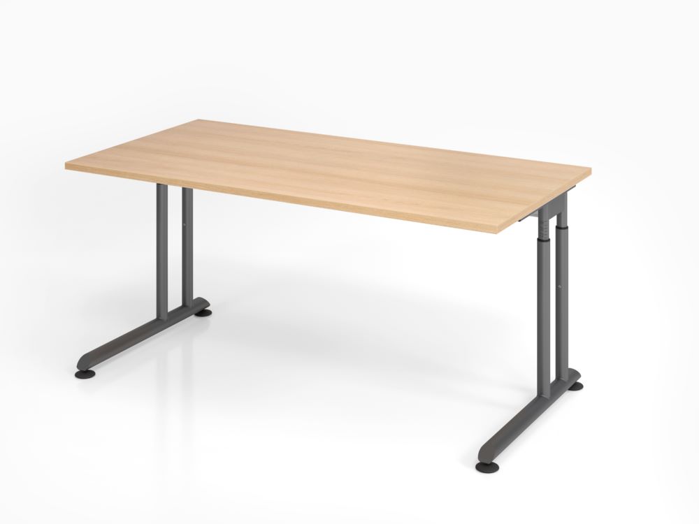 Produktbild Hammerbacher Schreibtisch C-Fuß 160 x 80 cm Eiche / Graphit höheneinstellbar