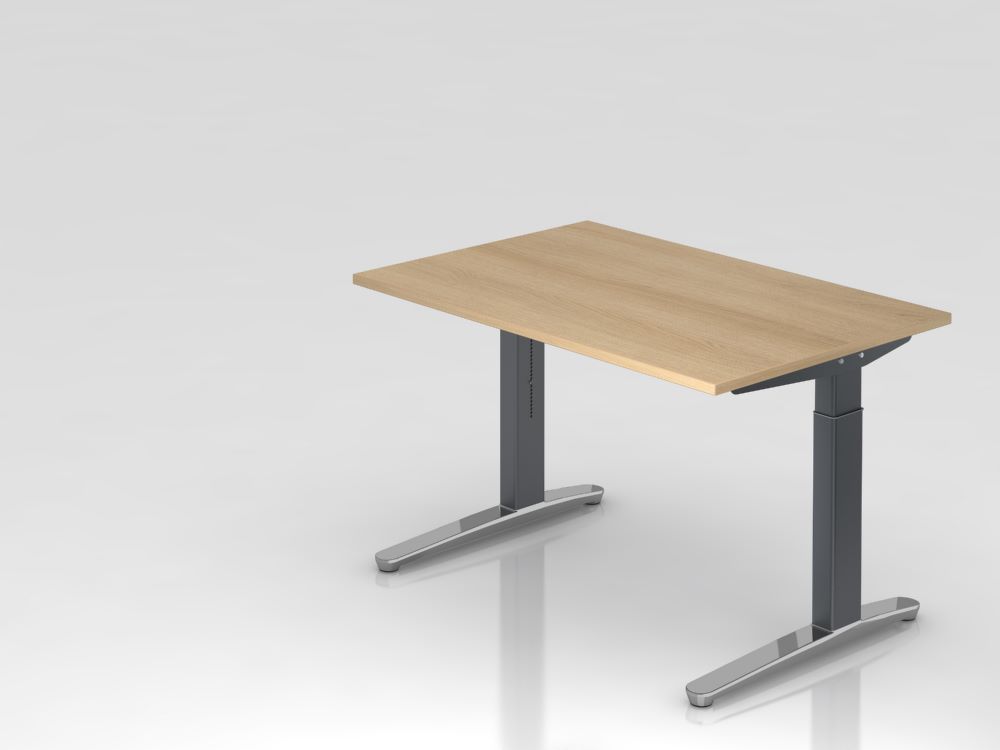 Produktbild Hammerbacher XB12 Schreibtisch C-Fuß 120 x 80 cm Eiche / Graphit Arbeitshöhe 65 - 85 cm