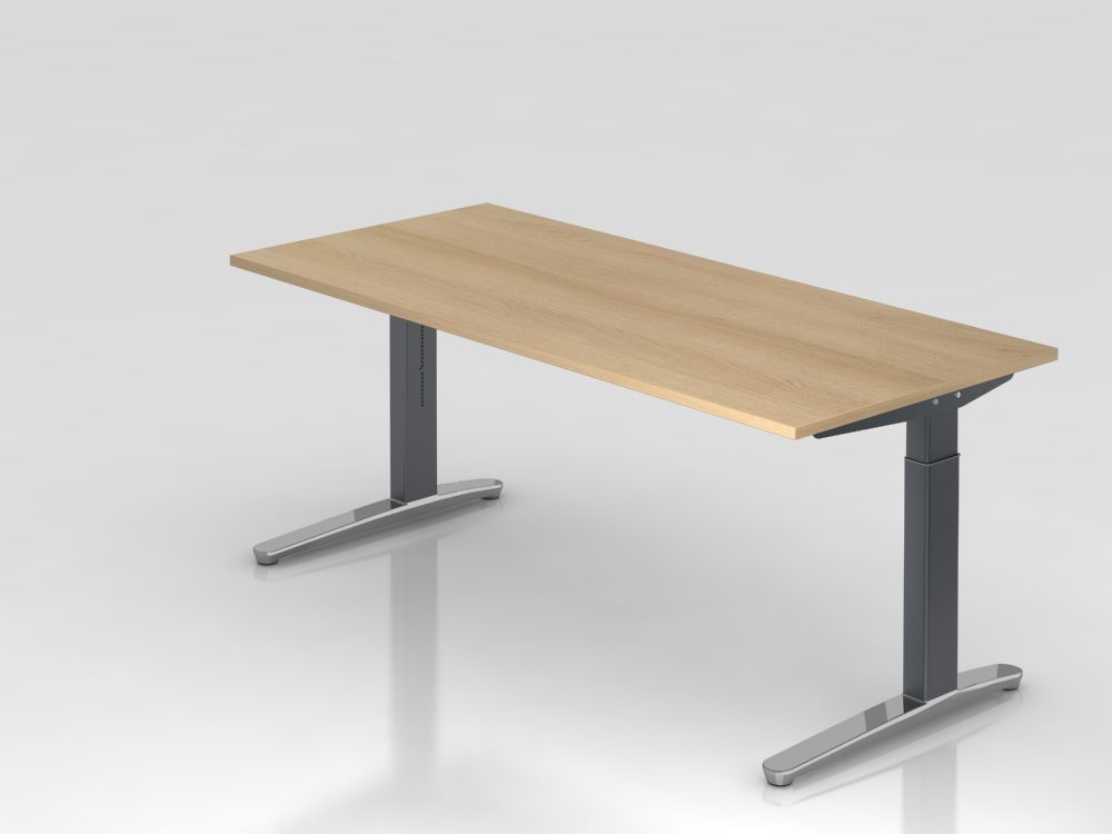 Produktbild Hammerbacher Schreibtisch mit Kabelwanne 180 x 80 cm Platte aus Eiche