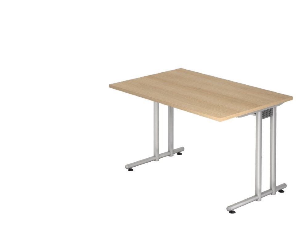 Produktbild Hammerbacher Schreibtisch C-Fuß 120 x 80 cm Eiche / Silber Arbeitshöhe 72 cm 