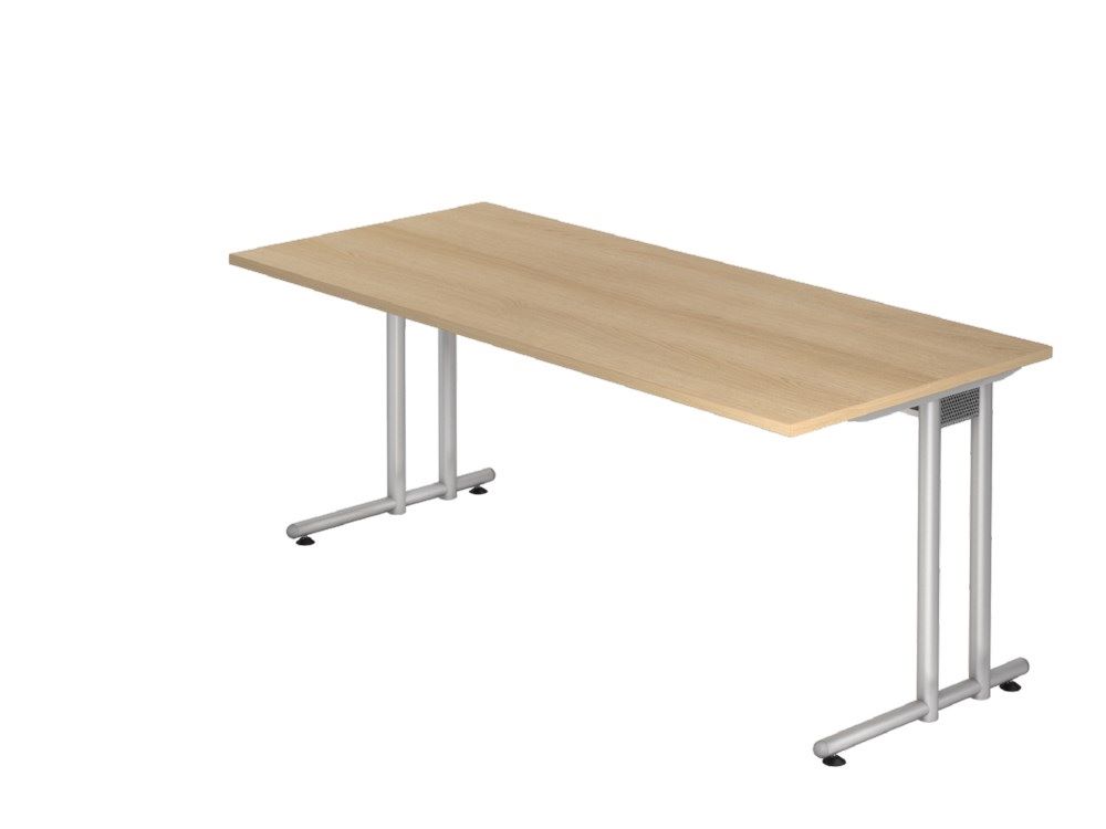 Produktbild Hammerbacher Schreibtisch C-Fuß 180 x 80 cm Eiche Silber