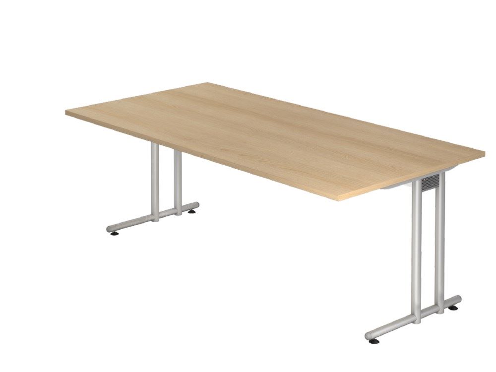 Produktbild Hammerbacher Schreibtisch C-Fuß 200 x 100 cm Eiche Silber