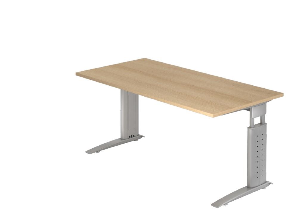 Produktbild Hammerbacher Schreibtisch C-Fuß 160 x 80 cm Eiche / Silber