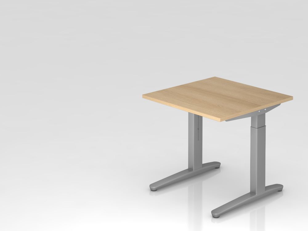 Produktbild Hammerbacher Schreibtisch C-Fuß 80 x 80 cm höheneinstellbar Eiche / Silber