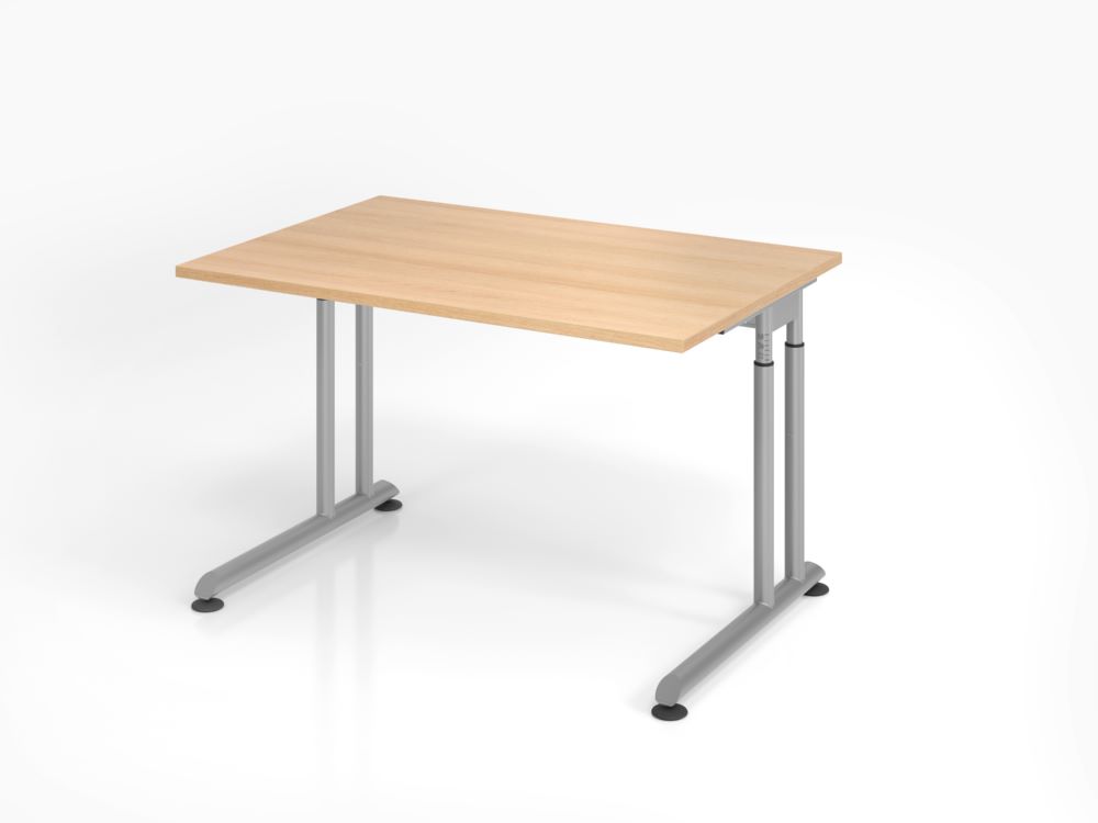 Produktbild Hammerbacher ZS12 Schreibtisch C-Fuß 120 x 80 cm Eiche / Silber höheneinstellbar