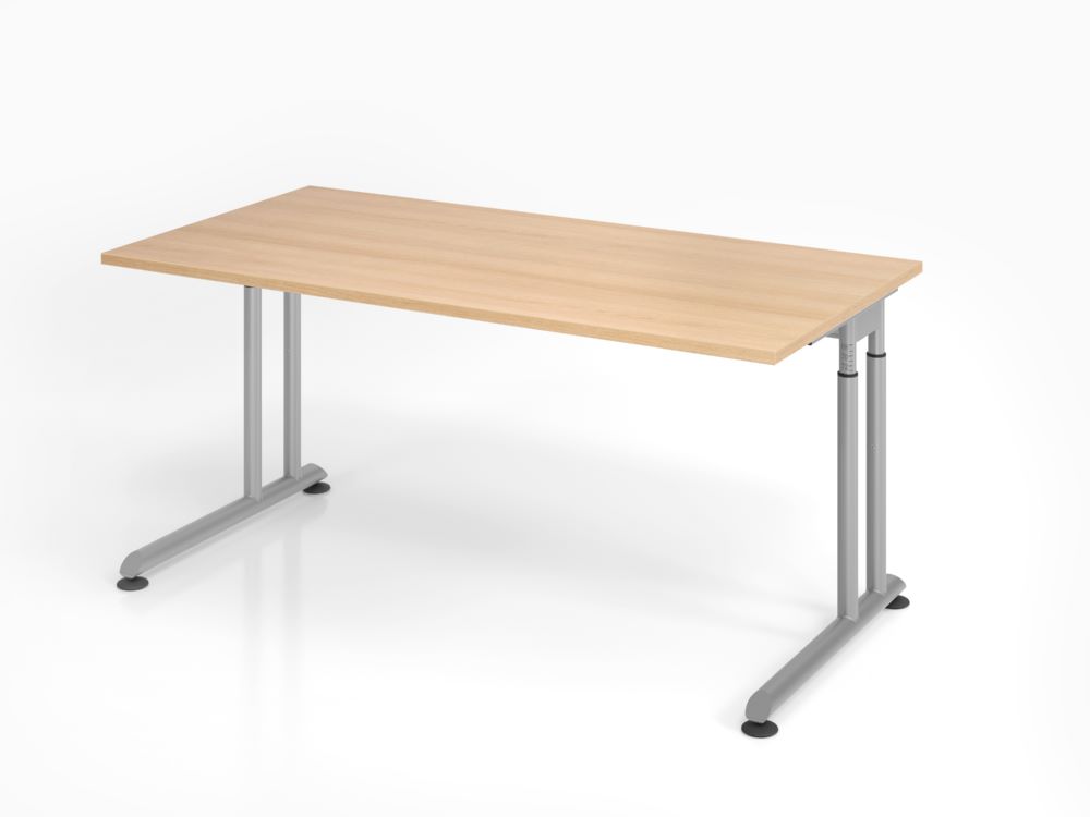 Produktbild Hammerbacher Schreibtisch C-Fuß 160 x 80 cm Eiche / Silber höheneinstellbar Höhe 68 - 82 cm