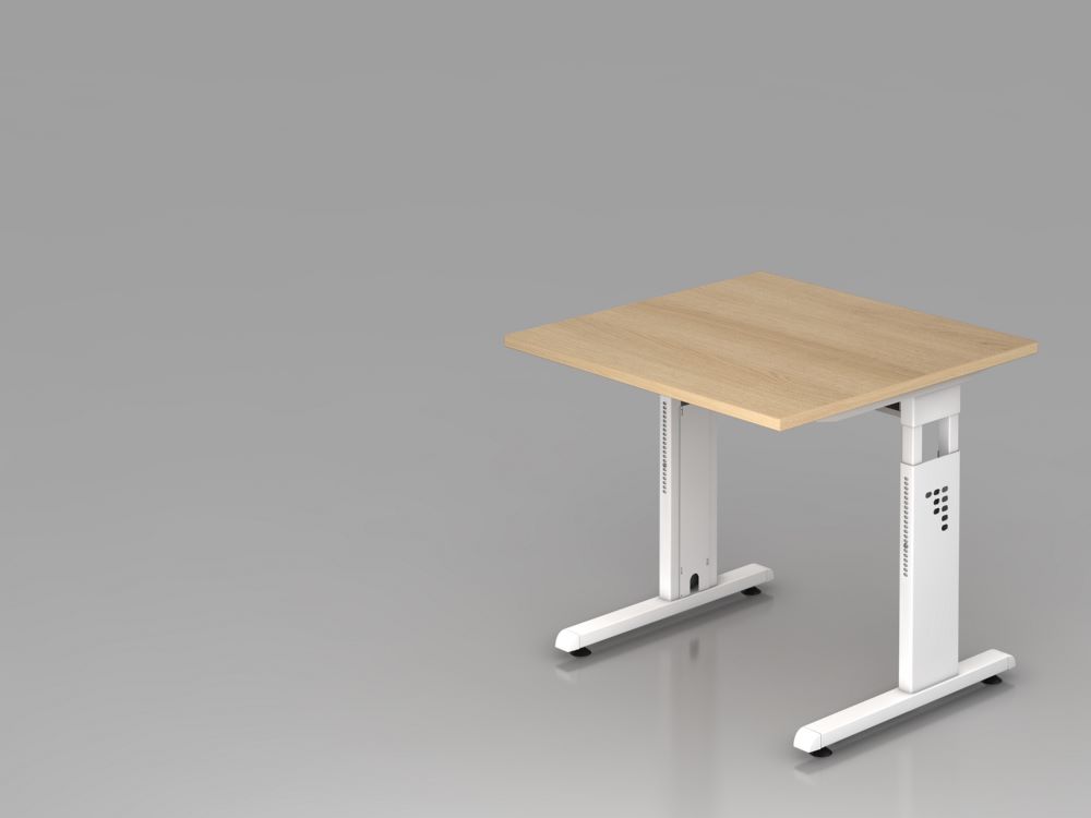 Produktbild Hammerbacher Schreibtisch C-Fuß Eiche / Weiß 80 x 80 cm höheneinstellbar