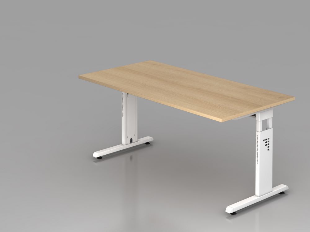 Produktbild Hammerbacher Schreibtisch 160 x 80 cm Eiche Platte 25 mm / C-Fuß Weiß