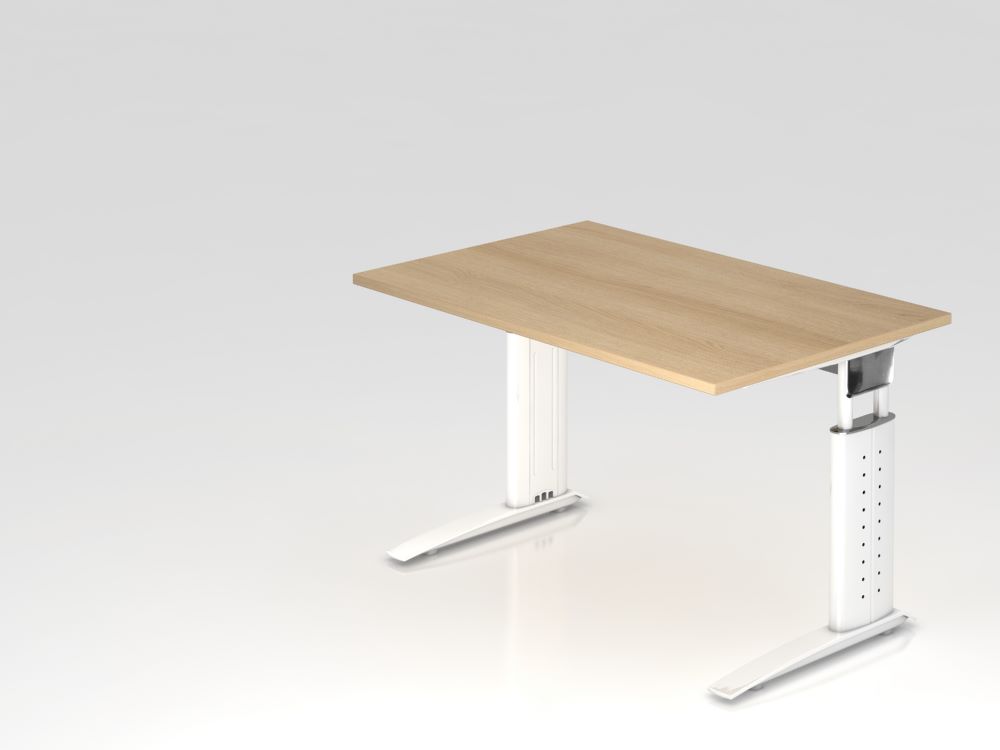 Produktbild Hammerbacher Schreibtisch C-Fuß 120 x 80 cm Eiche / Weiß Höhe 68 - 86 cm