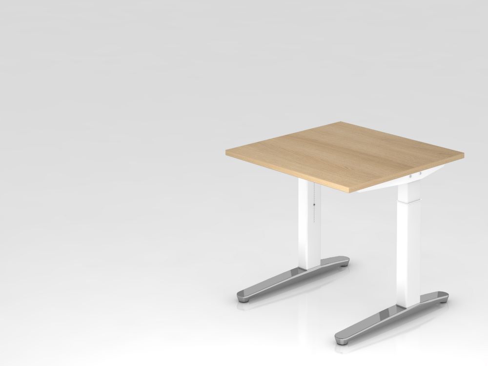 Produktbild Hammerbacher XB08 Schreibtisch C-Fuß 80 x 80 cm Eiche / Weiß höheneinstellbar Höhe 65 - 85 cm