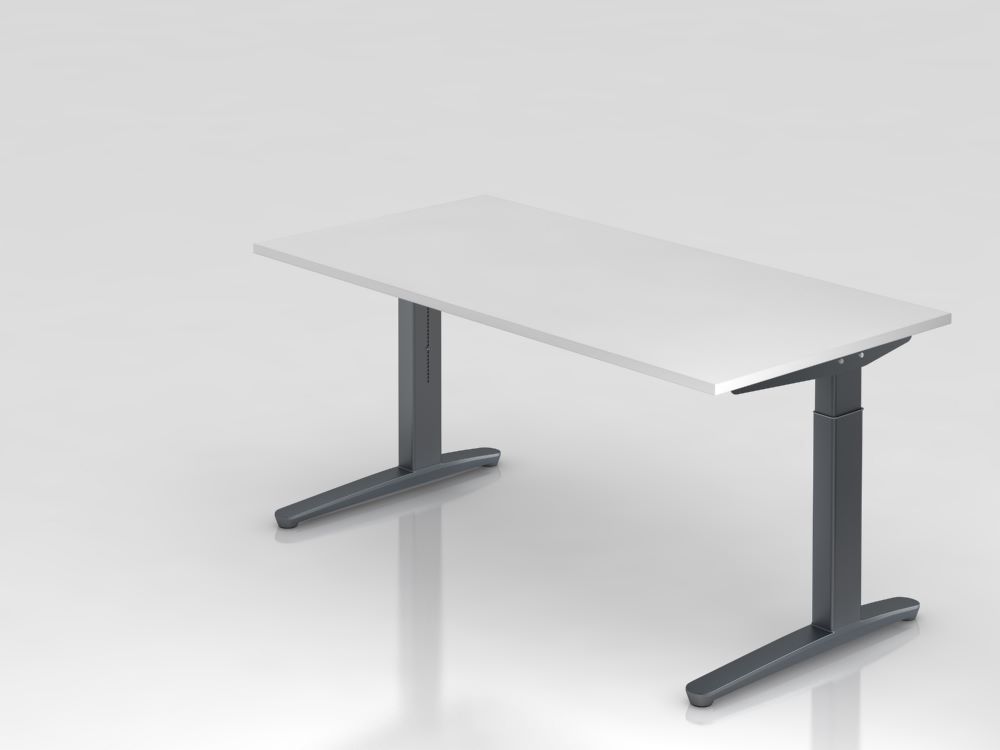 Produktbild Hammerbacher Schreibtisch C Fuß graphit weiß Maße 160 x 80 cm