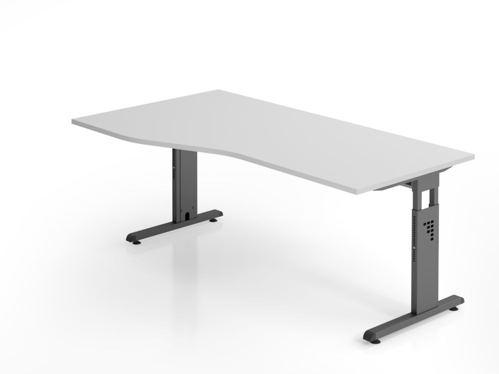 Produktbild Hammerbacher Schreibtisch OS18 C-Fuß 180 x 100 / 80 cm Grau / Graphit höheneinstellbar