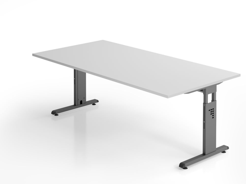 Produktbild Hammerbacher Schreibtisch C-Fuß-Gestell in Graphit 200 x 100 cm Grau 25 mm