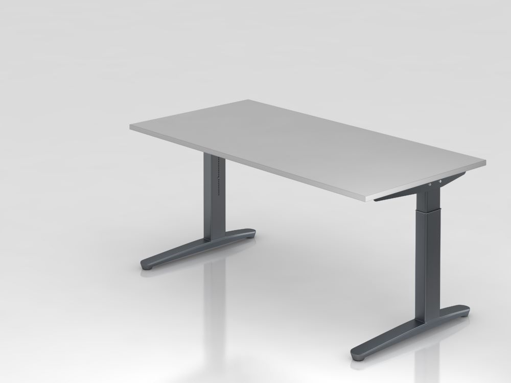 Produktbild Hammerbacher Schreibtisch C-Fuß 160 x 80 cm Grau / Graphit höheneinstellbar