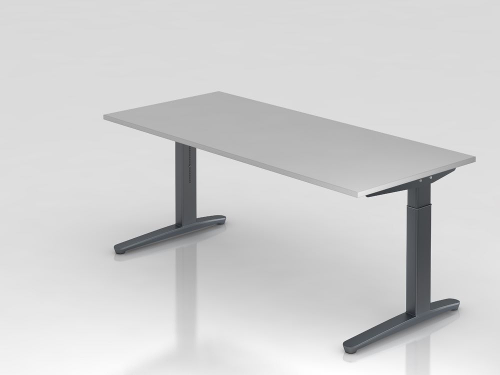 Produktbild Hammerbacher Schreibtisch Arbeitshöhe 65 bis 85 cm 180 x 80 cm Grau Graphit