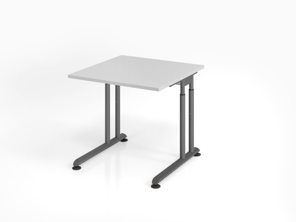 Produktbild Hammerbacher Schreibtisch C-Fuß 80 x 80 cm Grau / Graphit Arbeitshöhe 68 - 82 cm