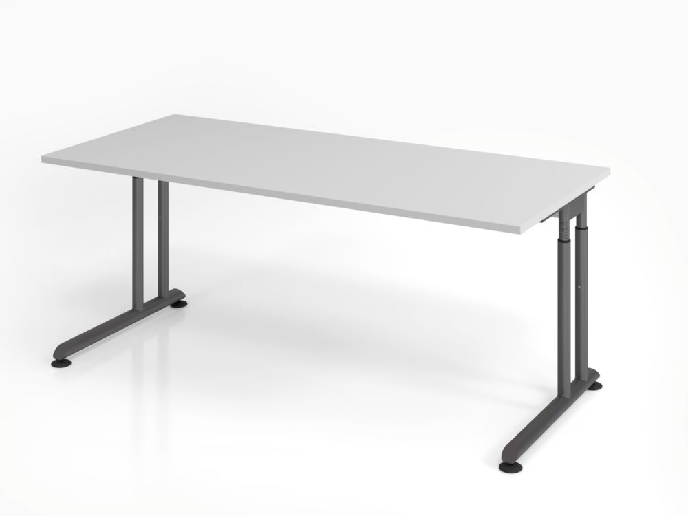 Produktbild Hammerbacher Schreibtisch ZS19 C-Fuß 180 x 80 cm Grau / Graphit Arbeitshöhe 68 - 82 cm