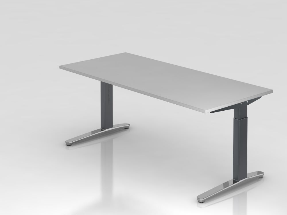 Produktbild Hammerbacher Schreibtisch C Fuß 180 x 80 cm Platte 25 mm Grau