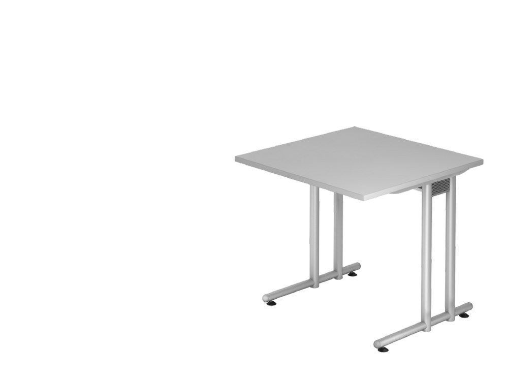 Produktbild Hammerbacher Schreibtisch C-Fuß 80 x 80 cm Grau / Silber Arbeitshöhe 72 cm 