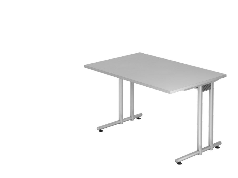 Produktbild Hammerbacher Schreibtisch C-Fuß 120 x 80 cm Grau / Silber Arbeitshöhe 72 cm 