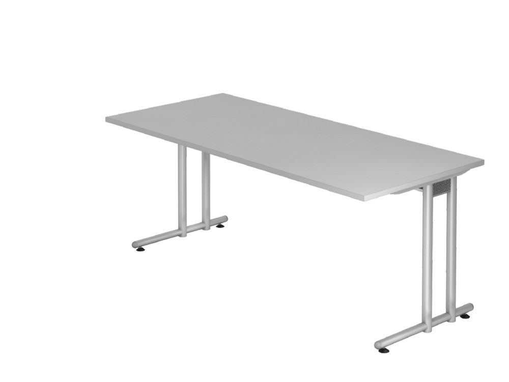 Produktbild Hammerbacher Schreibtisch C-Fuß 180 x 80 cm Grau Silber
