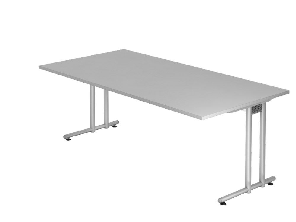 Produktbild Hammerbacher Schreibtisch C-Fuß 200 x 100 cm Grau Silber