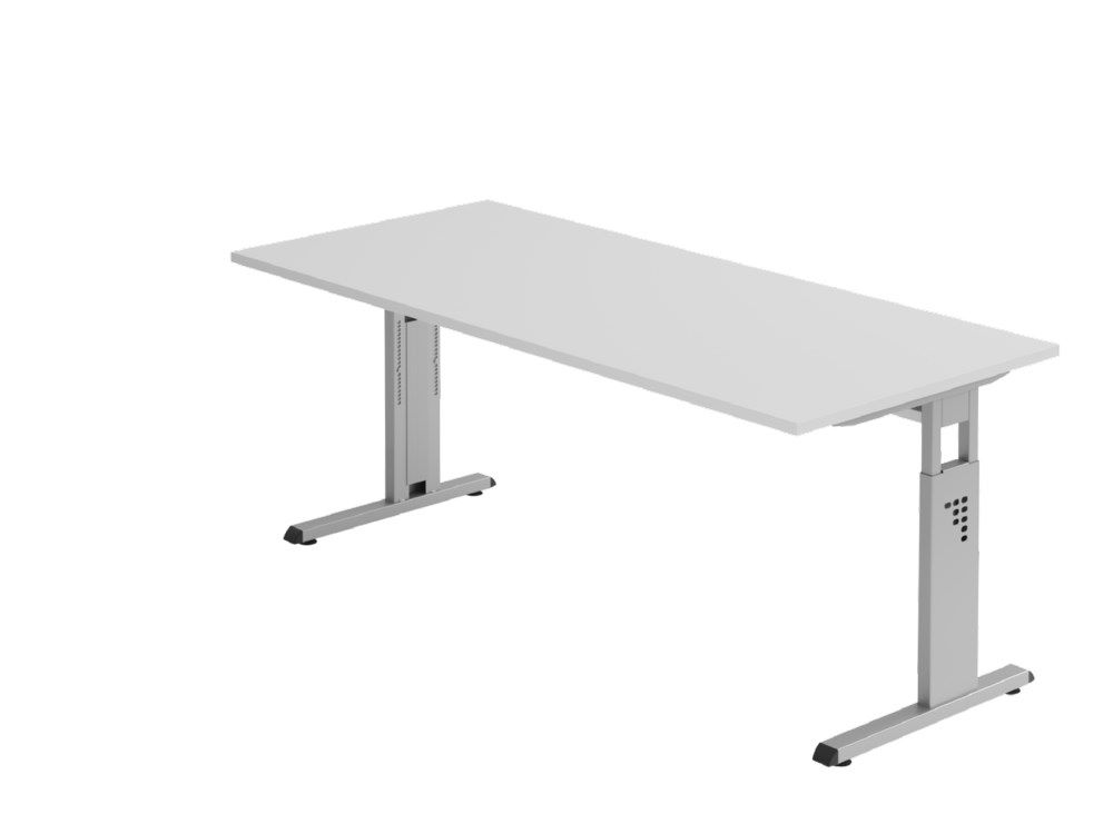 Produktbild Hammerbacher Schreibtisch C-Fuß 180 x 80 cm Grau Silber