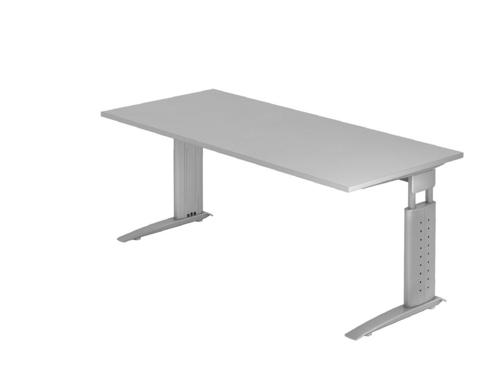 Produktbild Hammerbacher Schreibtisch C-Fuß 180 x 80 cm Grau / Silber