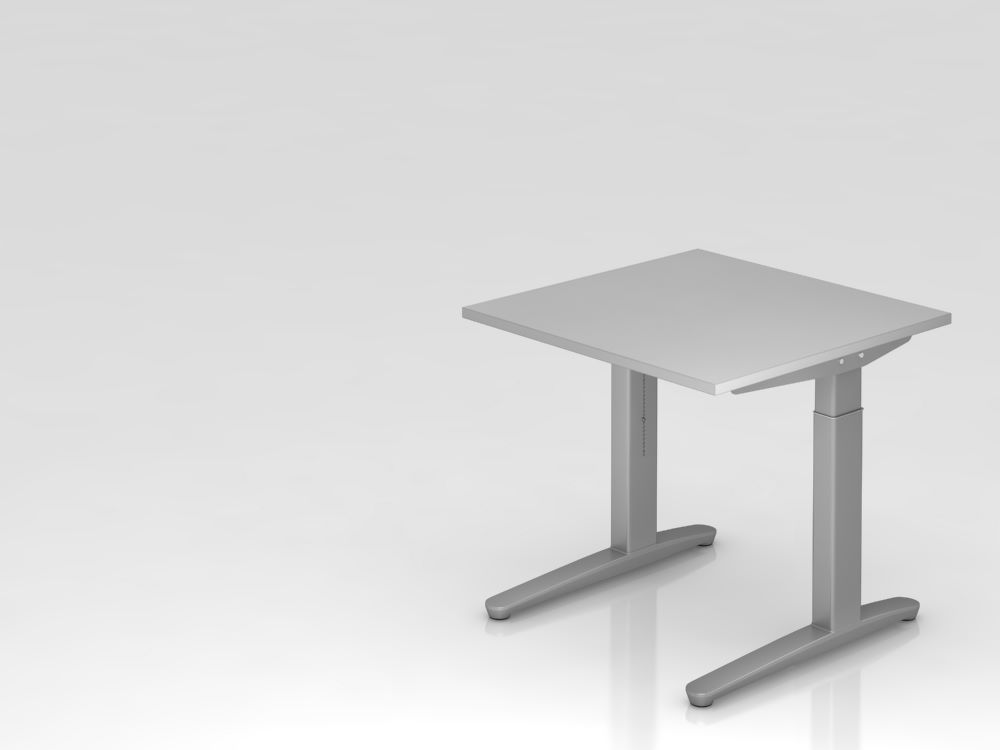 Produktbild Hammerbacher Schreibtisch XB08 C-Fuß 80 x 80 cm Grau / Silber Arbeitshöhe 65 - 85 cm