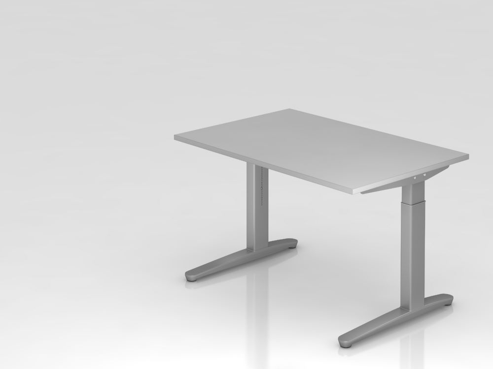 Produktbild Hammerbacher Schreibtisch C-Fuß-Gestell Silber 120 x 80 cm Grau Arbeitshöhe 65 - 85 cm