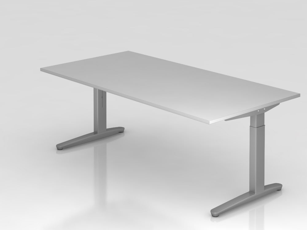 Produktbild Hammerbacher Schreibtisch rechteckig grau 200 x 100 cm höhenverstellbar