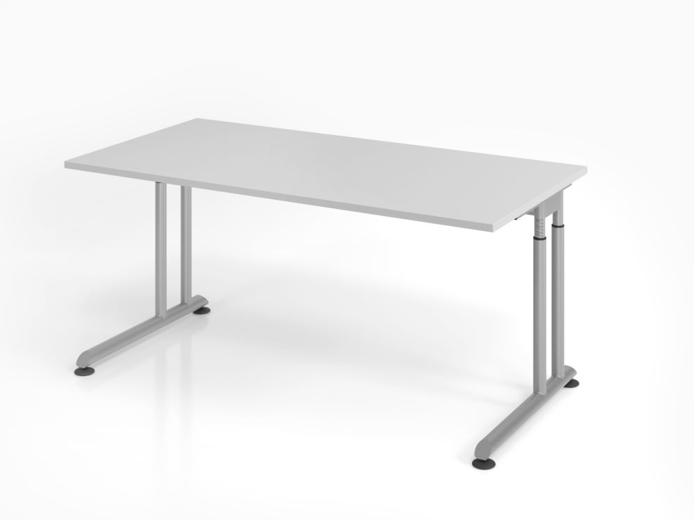Produktbild Hammerbacher Schreibtisch ZS16 C-Fuß 160 x 80 cm Grau / Silber Höhe 68 - 82 cm