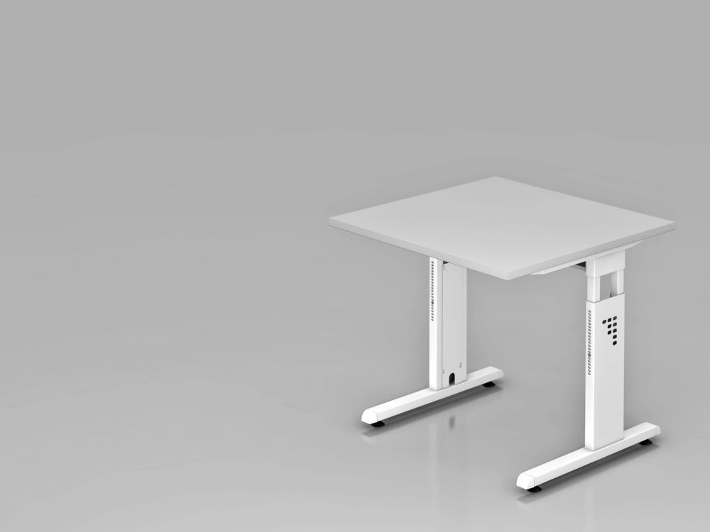 Produktbild Hammerbacher Schreibtisch OS08 C-Fuß 80 x 80 cm Grau / Weiß Arbeitshöhe 65 - 85 cm