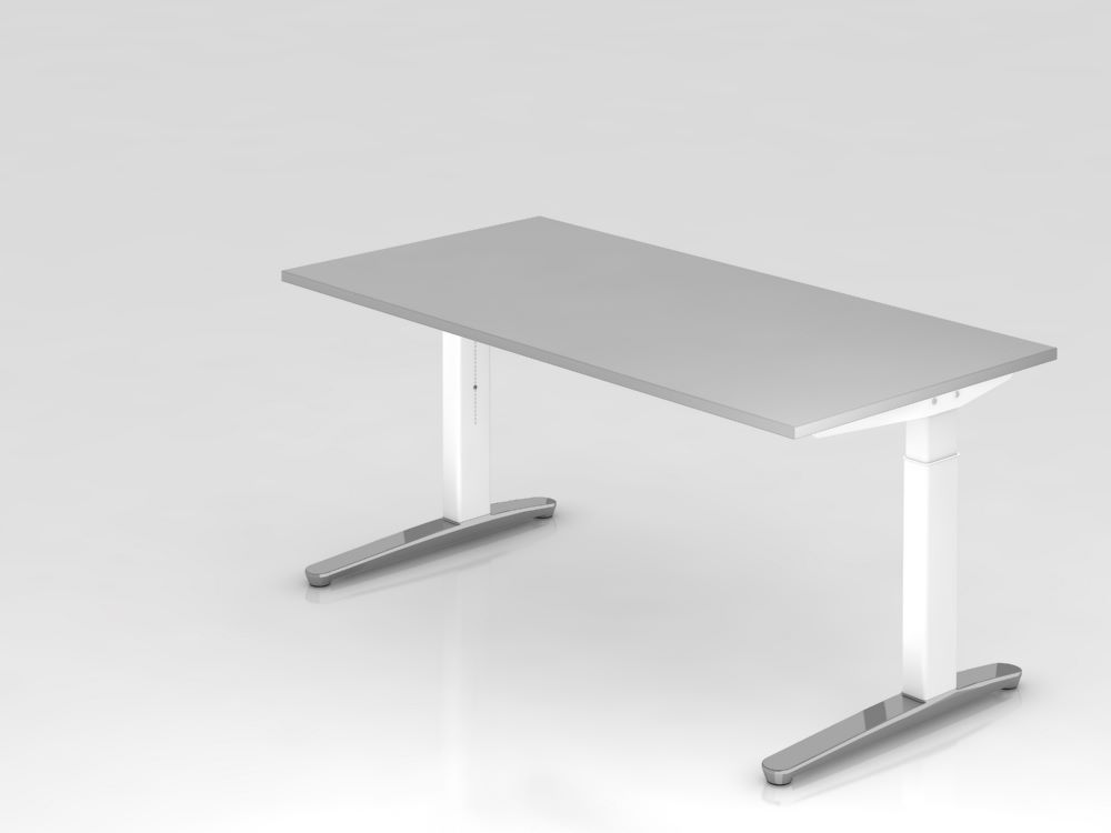 Produktbild Hammerbacher Schreibtisch C-Fuß-Gestell Weiß 160 x 80 cm Grau