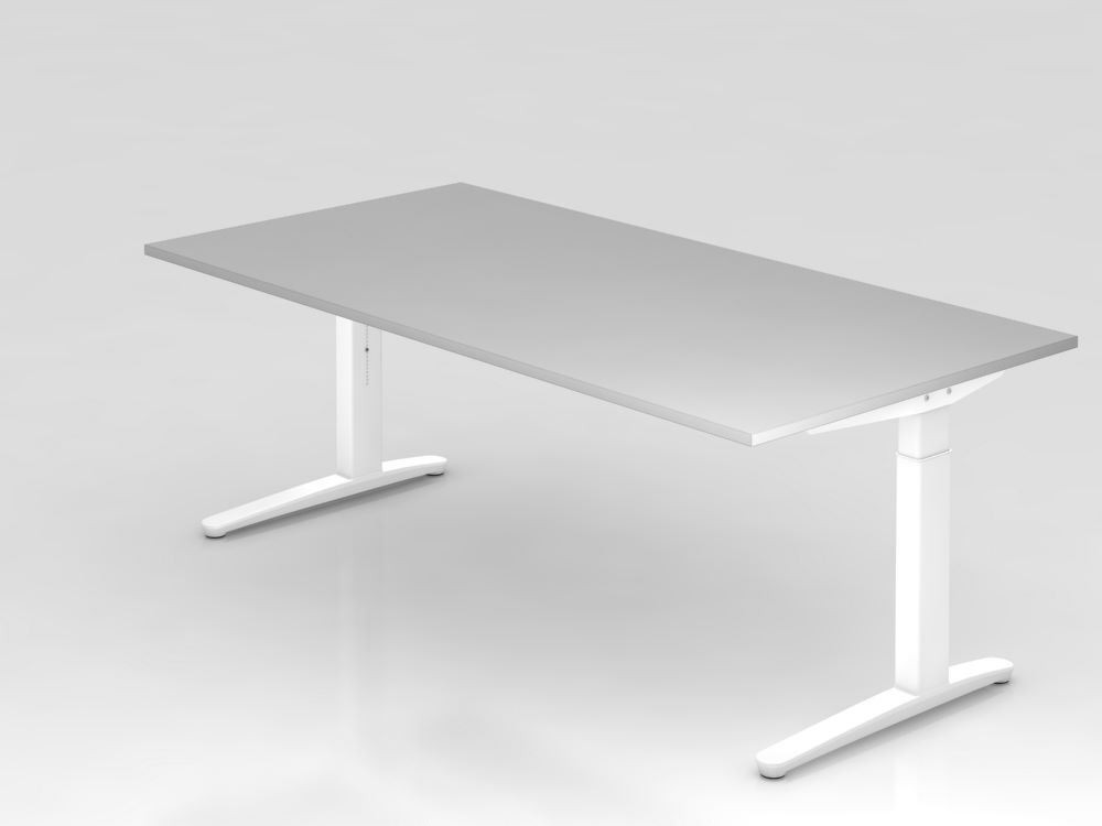 Produktbild Hammerbacher Schreibtisch Rechteckform 200 x 100 cm Grau Weiß