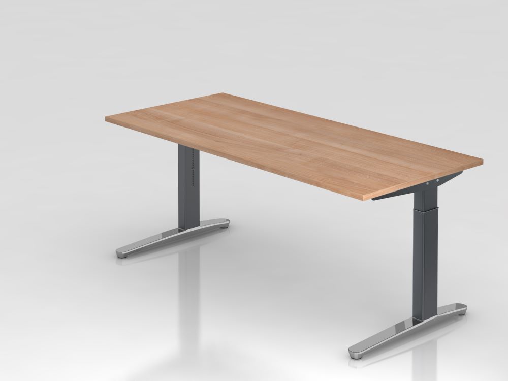 Produktbild Hammerbacher Schreibtisch rechteckig 180 x 80 cm Platte aus Nussbaum