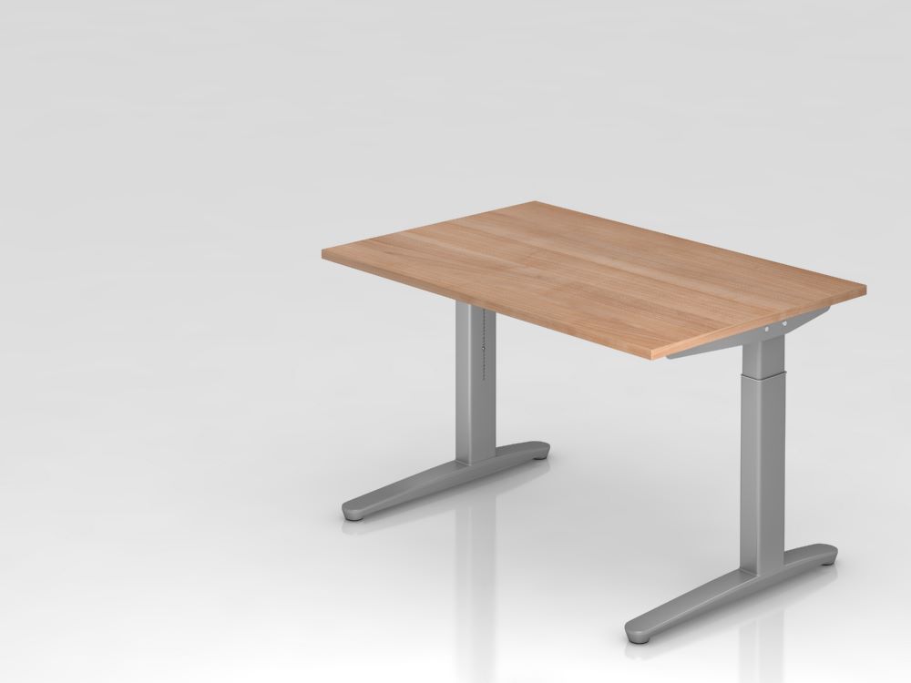 Produktbild Hammerbacher Schreibtisch XB12 C-Fuß Nussbaum / Silber 120 x 80 cm