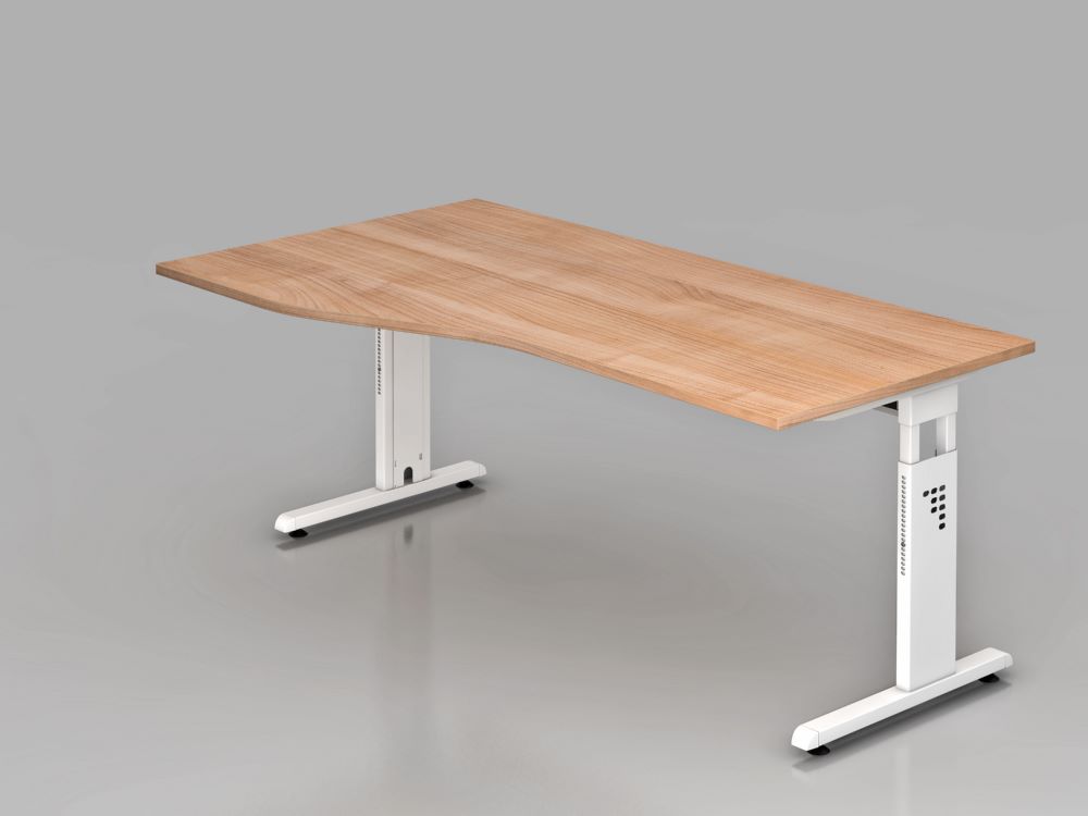 Produktbild Hammerbacher Schreibtisch OS18 C-Fuß 180 x 100 / 80 cm Nussbaum / Weiß