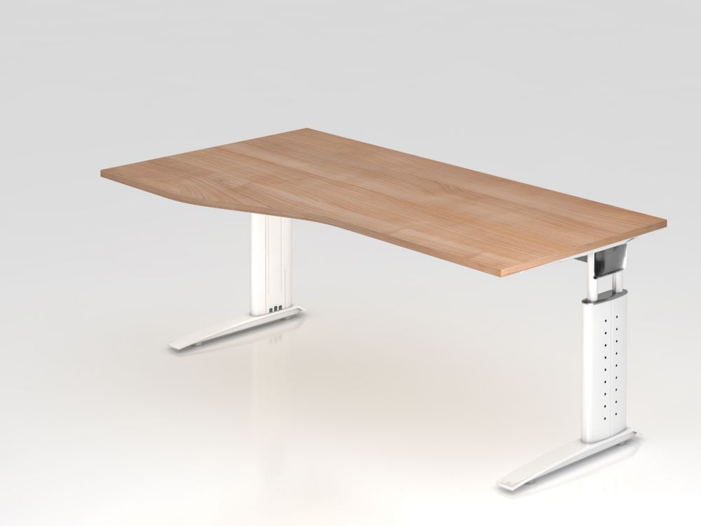 Produktbild Hammerbacher US18 Schreibtisch C-Fuß 180 x 100 / 80 cm Nussbaum / Weiß