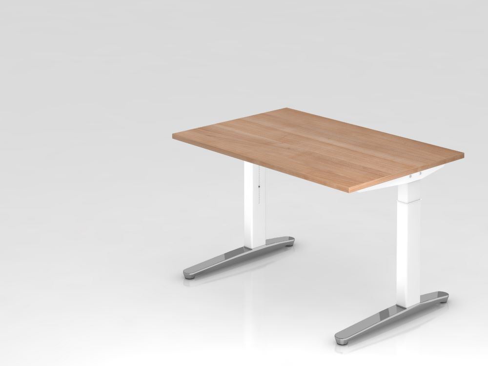 Produktbild Hammerbacher Schreibtisch C-Fuß 120 x 80 cm Nussbaum / Weiß