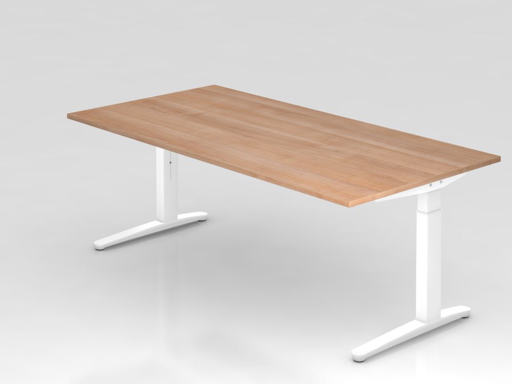 Produktbild Hammerbacher Schreibtisch rechteckig 200 x 100 cm Platte 25 mm Nussbaum