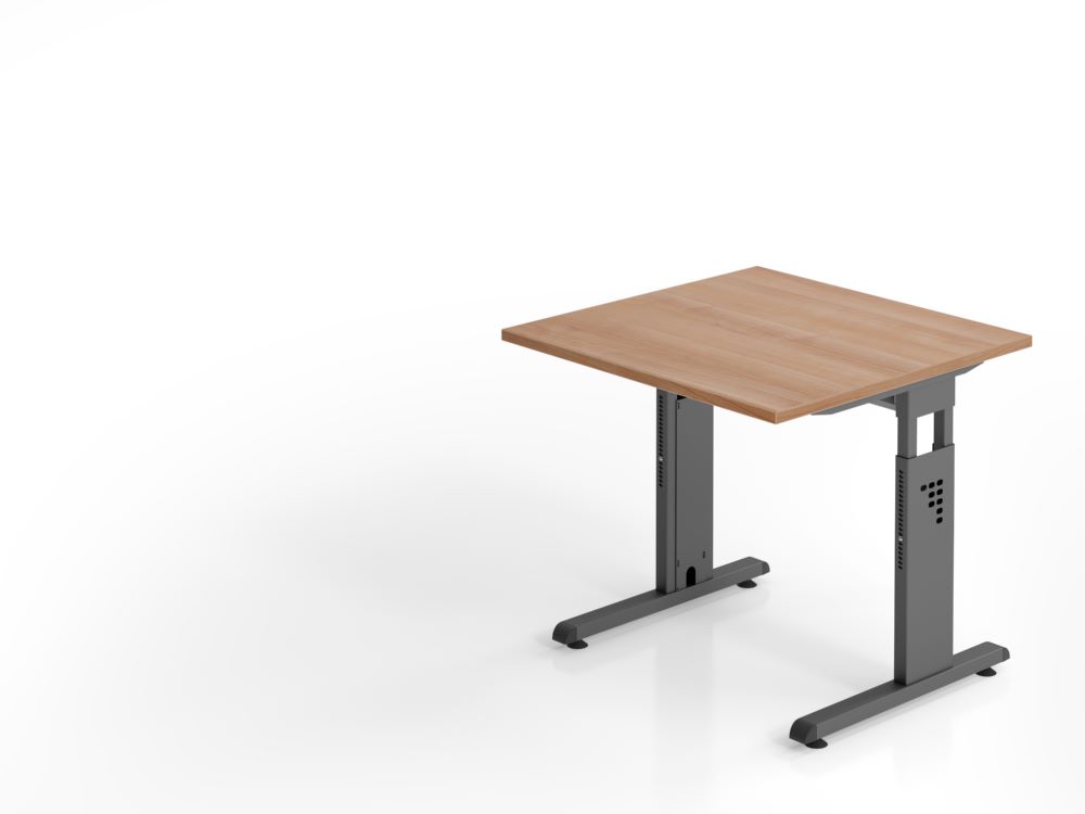 Produktbild Hammerbacher Schreibtisch OS08 C-Fuß 80 x 80 cm Nussbaum / Graphit Arbeitshöhe 65 - 85 cm