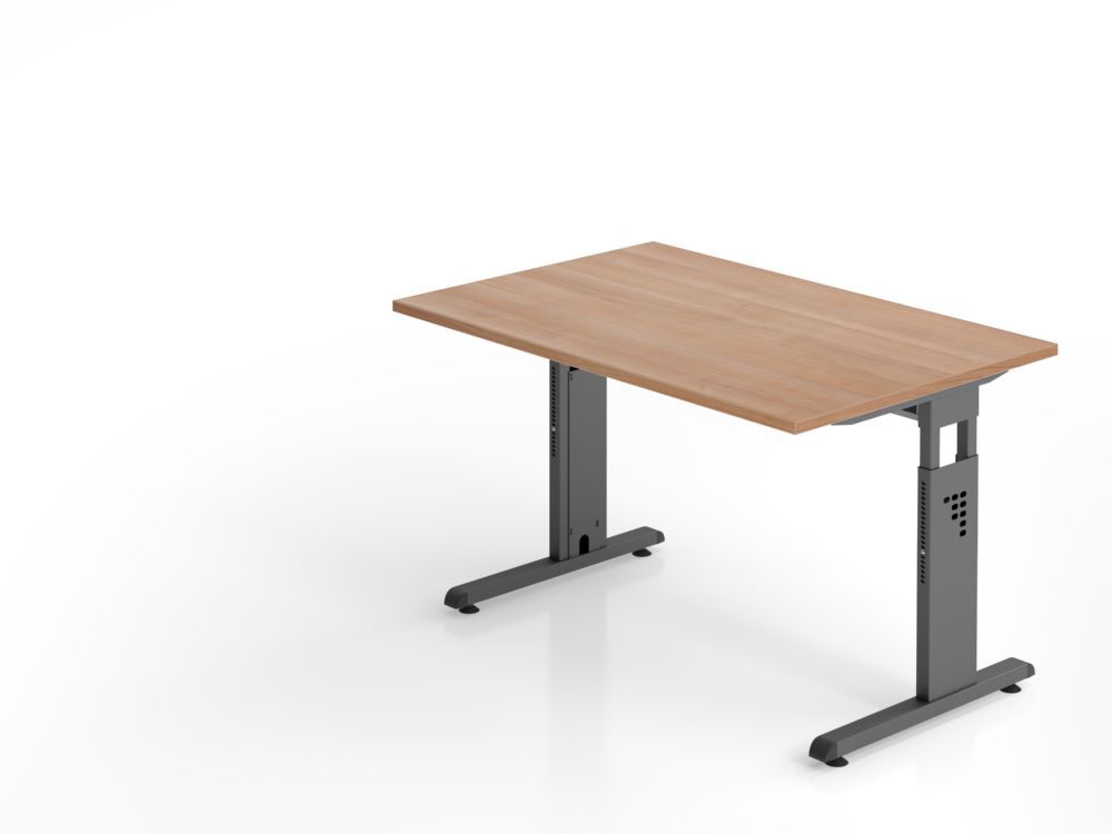 Produktbild Hammerbacher Schreibtisch höheneinstellbar C-Fuß 120 x 80 cm Nussbaum / Graphit