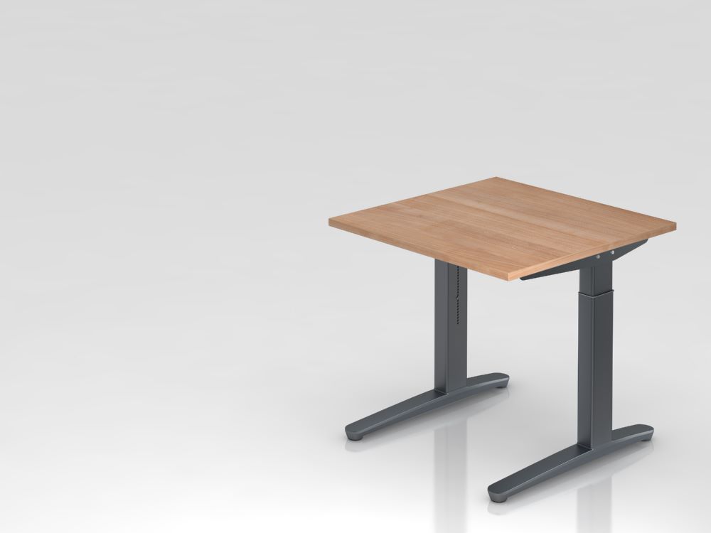 Produktbild Hammerbacher Schreibtisch C-Fuß Nussbaum / Graphit 80 x 80 cm