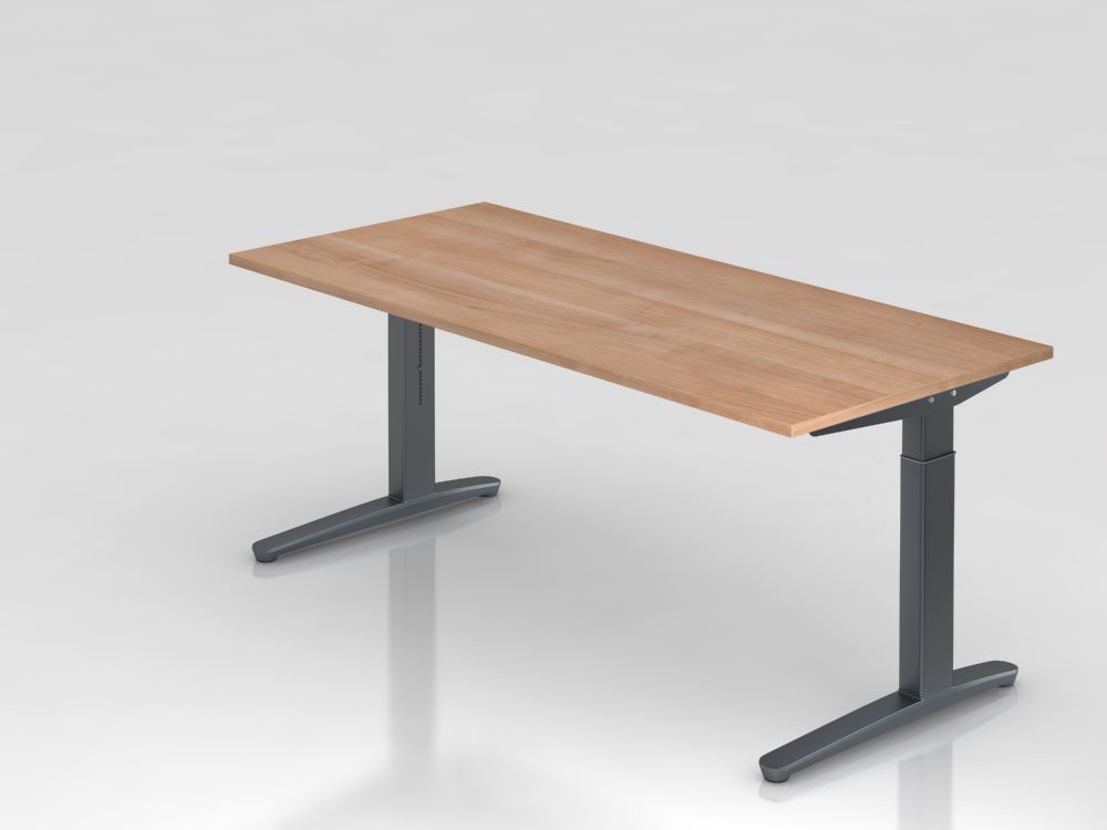 Produktbild Hammerbacher Schreibtisch 180 x 80 cm Nussbaum Graphit mit Kabelwanne