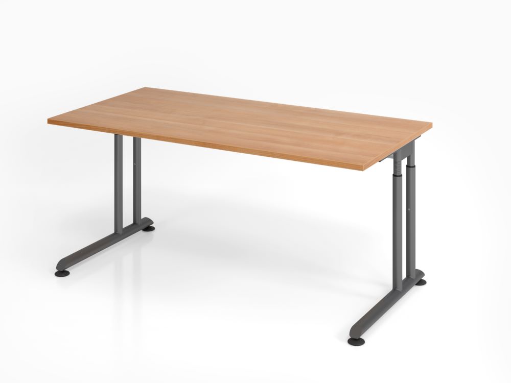 Produktbild Hammerbacher Schreibtisch ZS16 C-Fuß 160 x 80 cm Nussbaum / Graphit Arbeitshöhe 68 - 82 cm