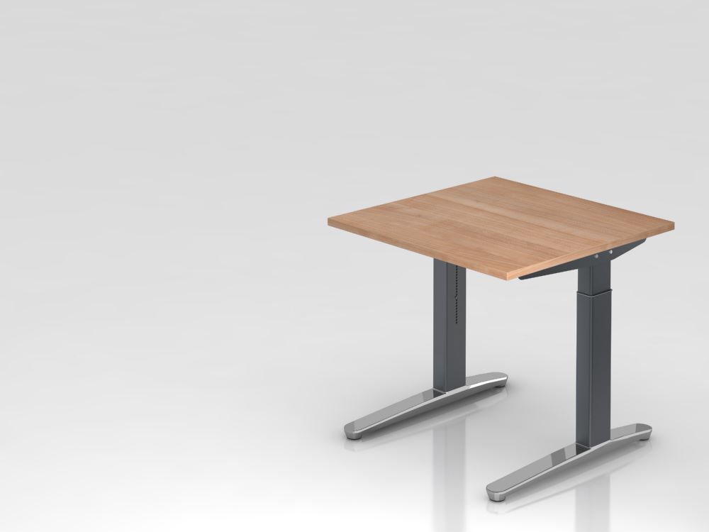 Produktbild Hammerbacher XB08 Schreibtisch C-Fuß 80 x 80 cm Nussbaum / Graphit höheneinstellbar