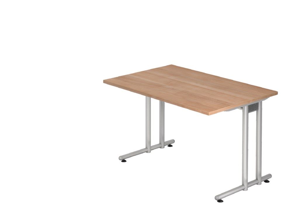 Produktbild Hammerbacher Schreibtisch C-Fuß 120 x 80 cm Nussbaum / Silber