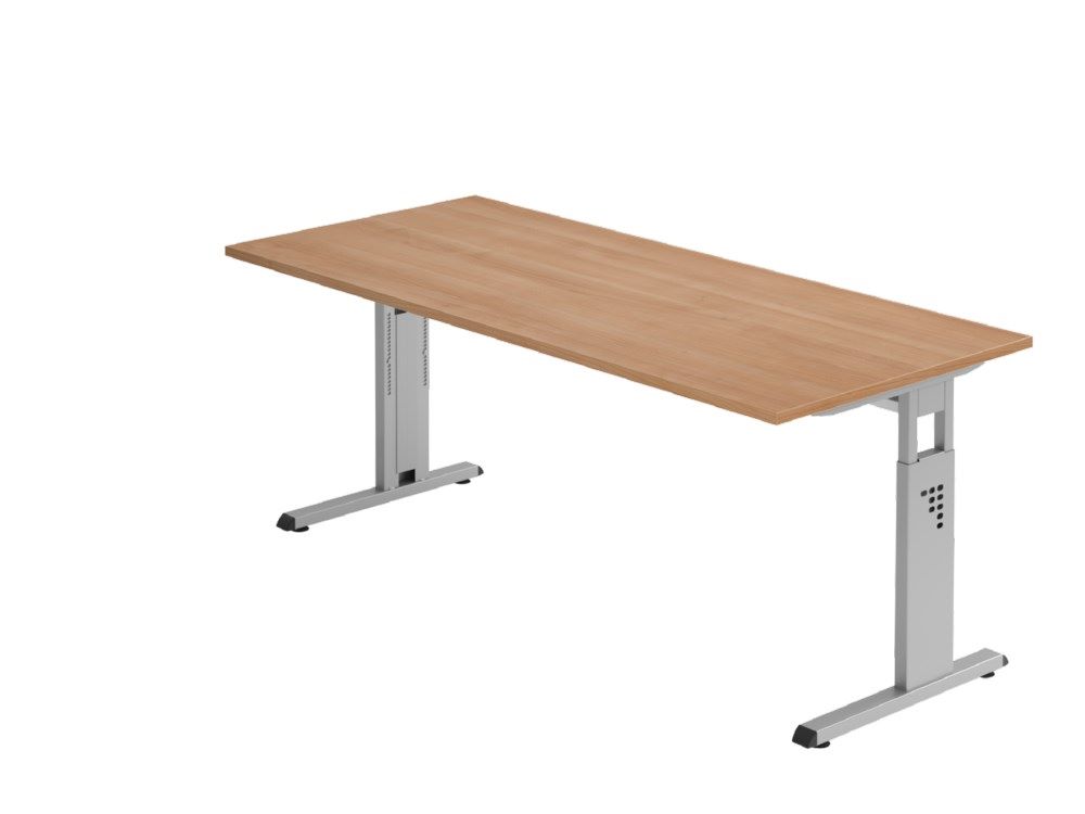 Produktbild Hammerbacher Schreibtisch C-Fuß 180 x 80 cm Nussbaum Silber